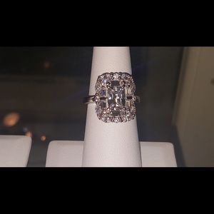 Diamond Ring Simulant Art Deco Black Velvet Box